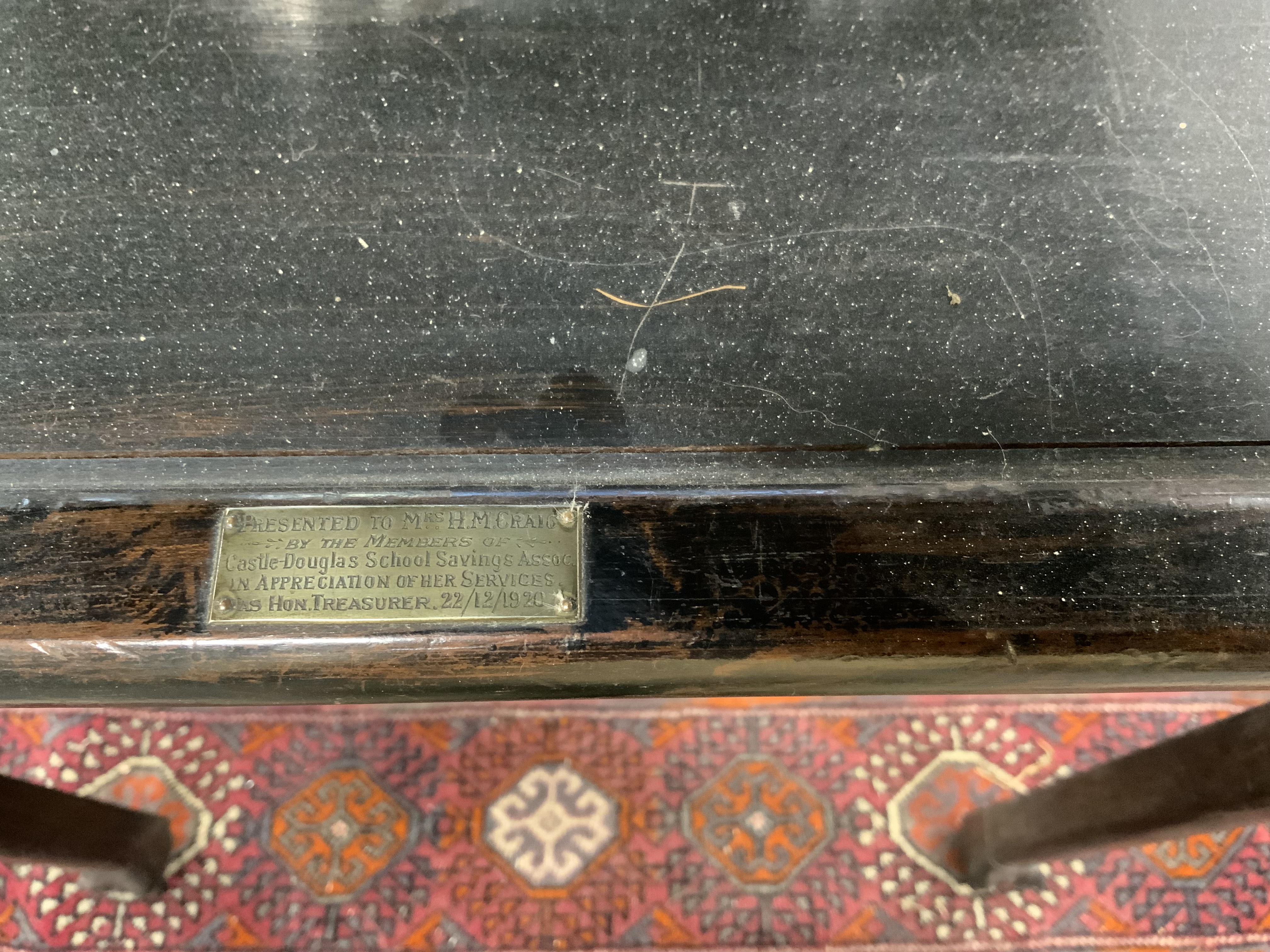 A Chinese carved hardwood marble topped rectangular two tier table, width 51cm, depth 40cm, height 80cm